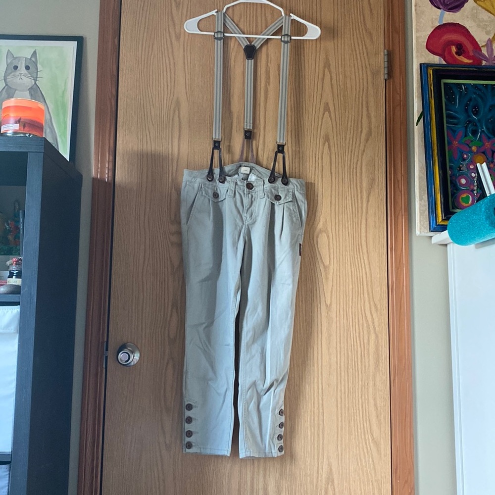 Silver jeans  khaki pants with suspenders